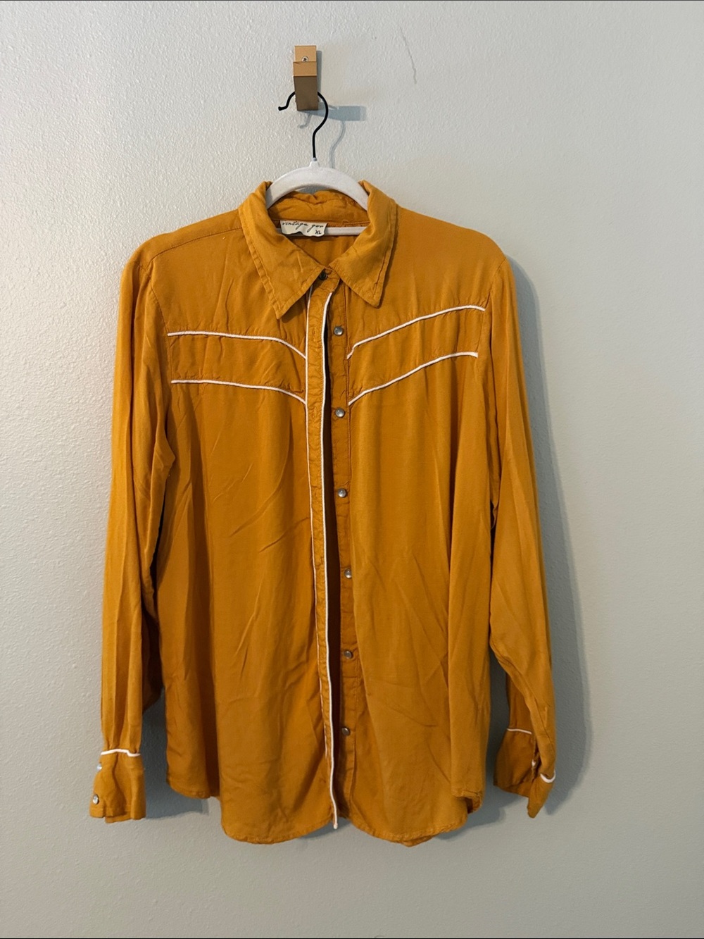 Vintage GOA mustard yellow shirt with white trim